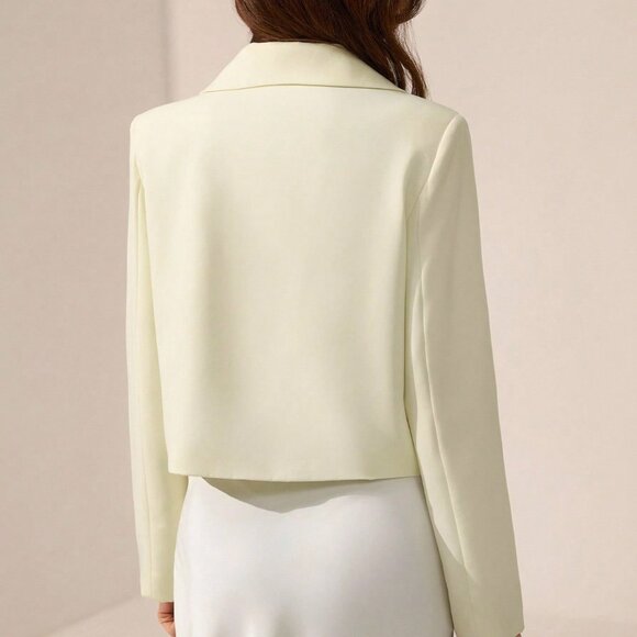 Yellow Elegant Women's Formal Blazer with Ornate Floral Details - Picture 2 of 7